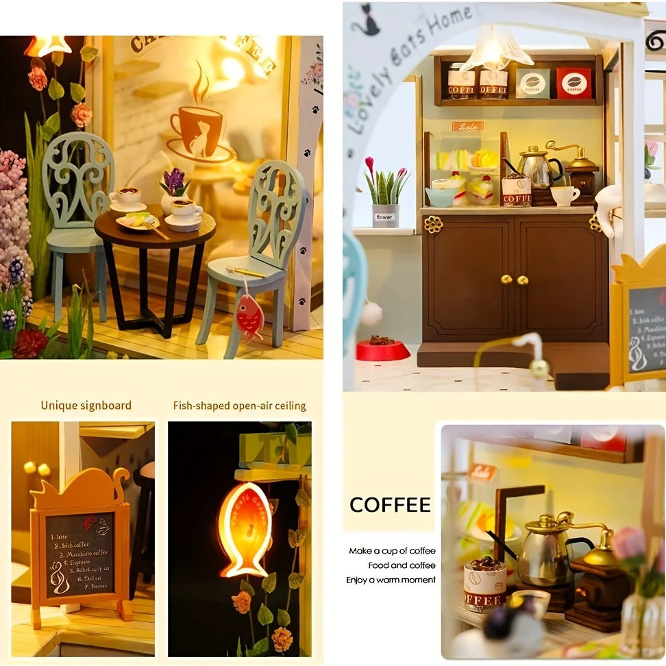 Cat Café  DIY Wooden Model House