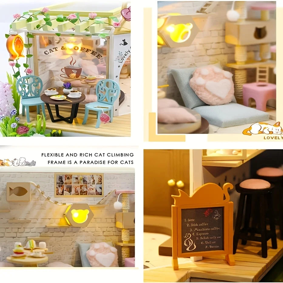Cat Café  DIY Wooden Model House